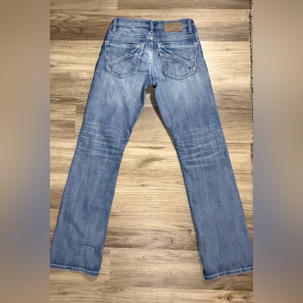 BKE Men's Jake Bootcut Faded Blue Distressed Jeans 30 x 34 - Picture 11 of 14